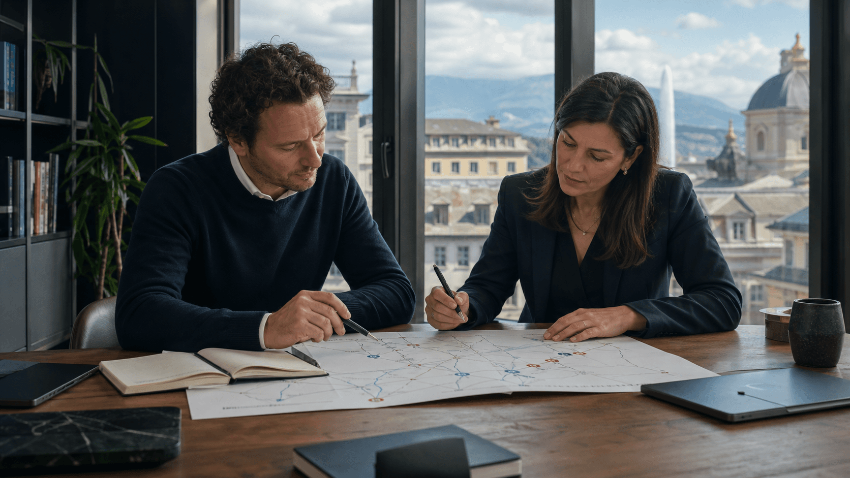 Équipe SEO suisse romande préparant une stratégie de contenu multilingue