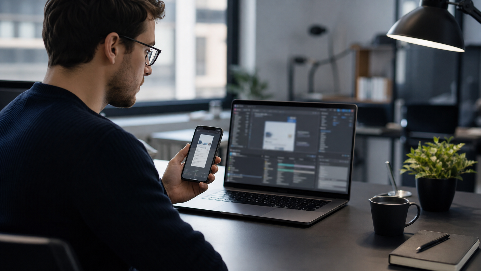 Développeur analysant le rendu JavaScript d'une page SEO dans un navigateur