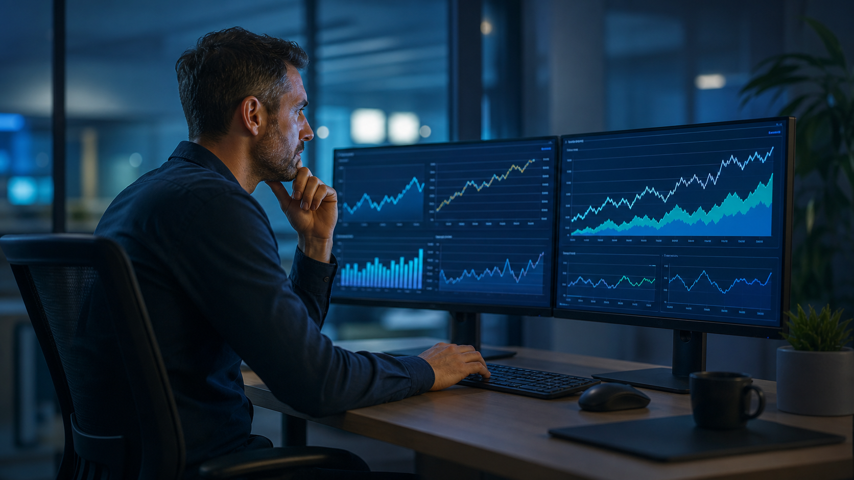 SEO analyst reviewing click-through data on a search performance dashboard